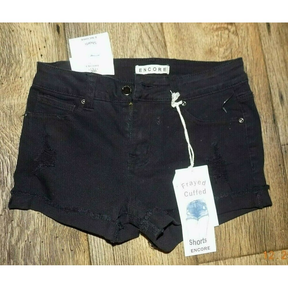 New Encore juniors size 3 frayed distressed denim shorts